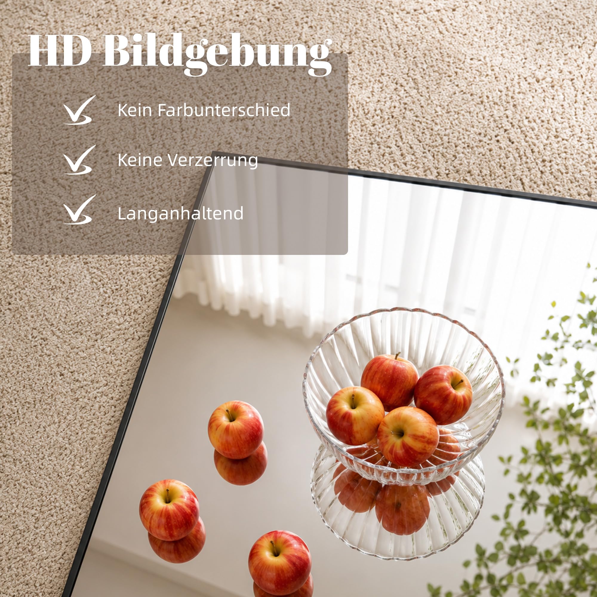 Aplancee Ganzkörperspiegel Standspiegel 190x85 cm, Großer Bodenspiegel zum Anlehnen oder Aufhängen, Rechteckig HD-Spiegel für Ankleidezimmer Schlafzimmer Wohnzimmer, Schwarz
