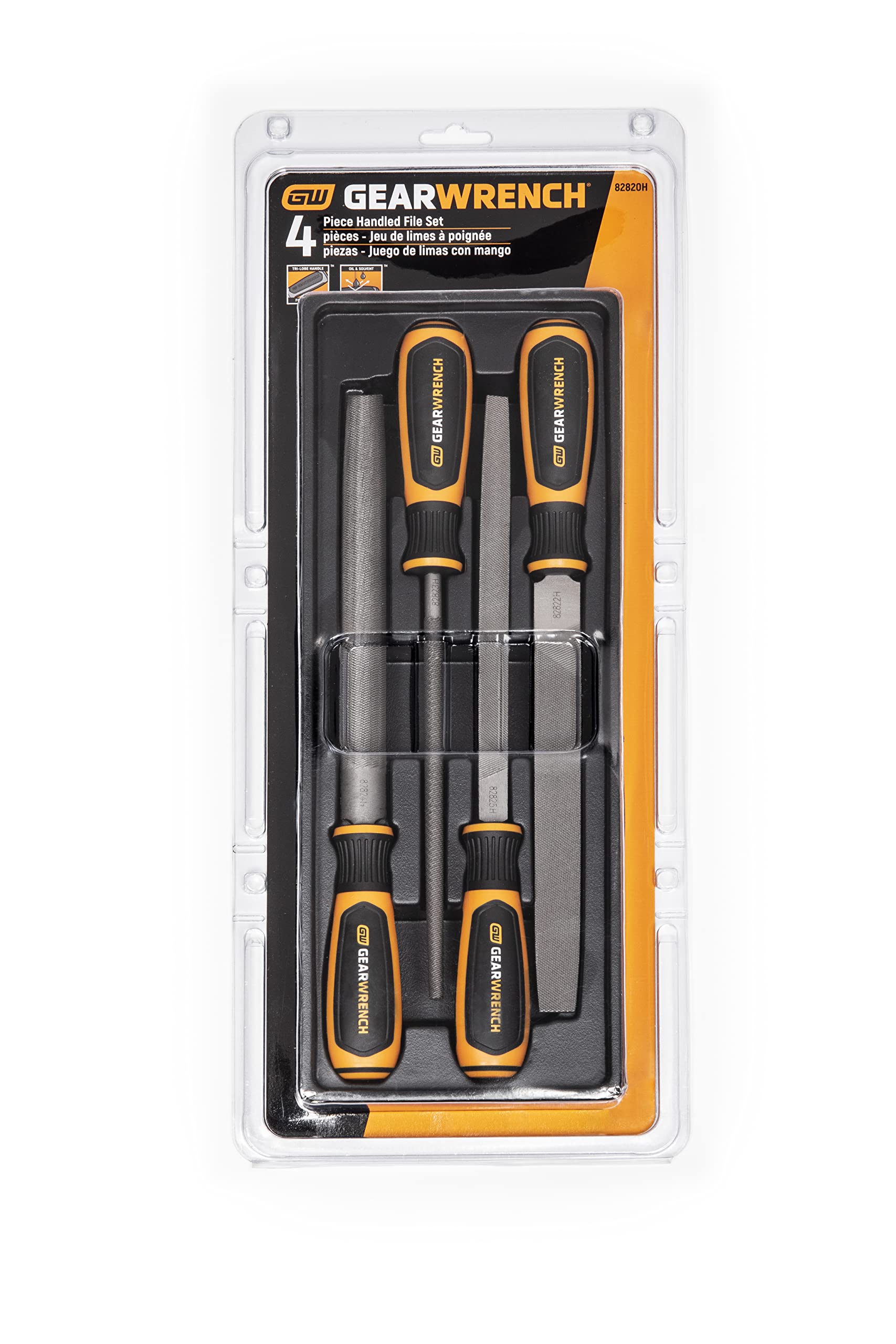 GearWrench 82820H Juego de limas bastardas de 8"/ 203.2 mm, 4 piezas