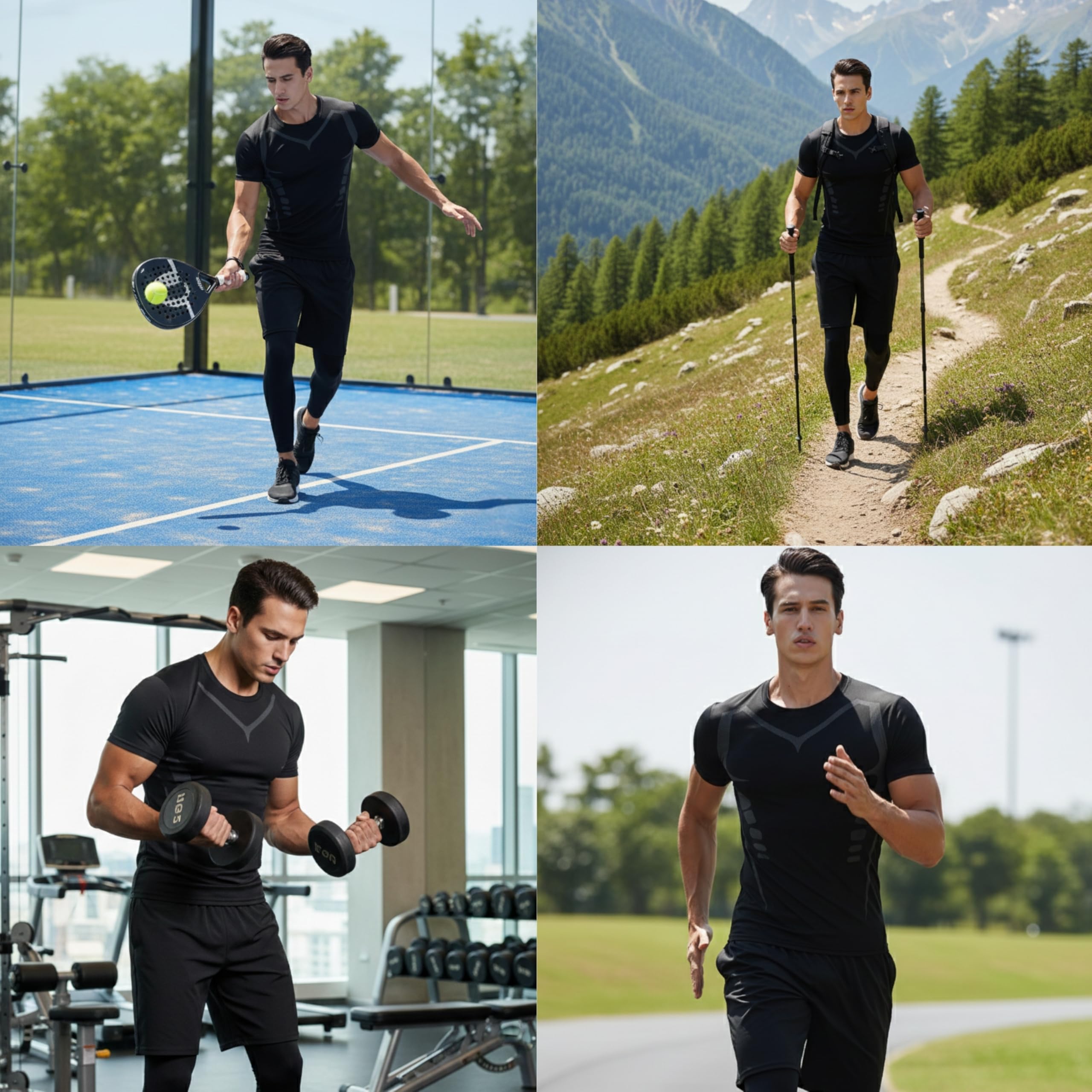 Pack 3 Camisetas Deporte Hombre - Camisetas Hombre Manga Corta de Secado Rápido Respirable Ropa Gimnasio Running Fitness y Padel — view 6