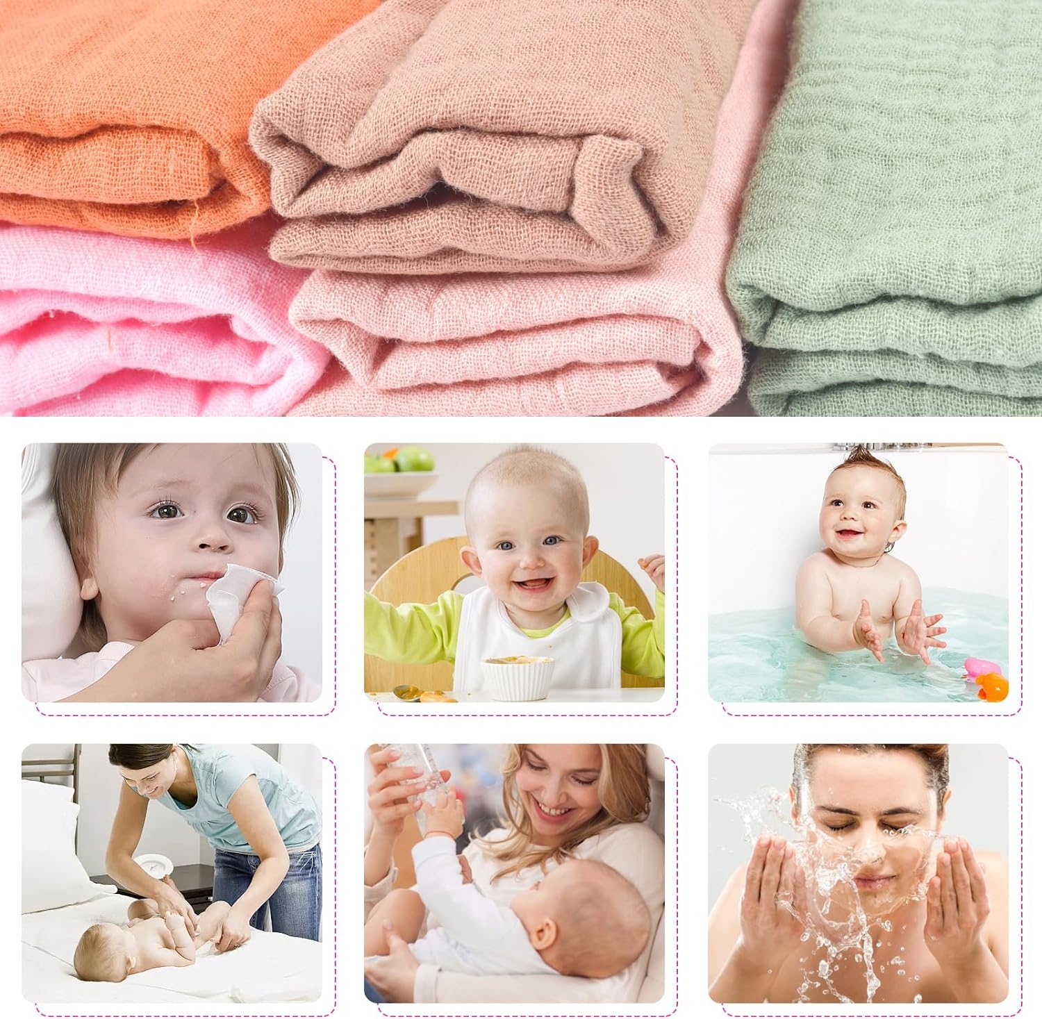 Bebé franelas, 10 Piezas bebé Muselina washcloths，Baby Toallas Soft recién Nacidos，Baby Cara toallitas，Baby toallitas de algodón orgánico 25 * 25 cm