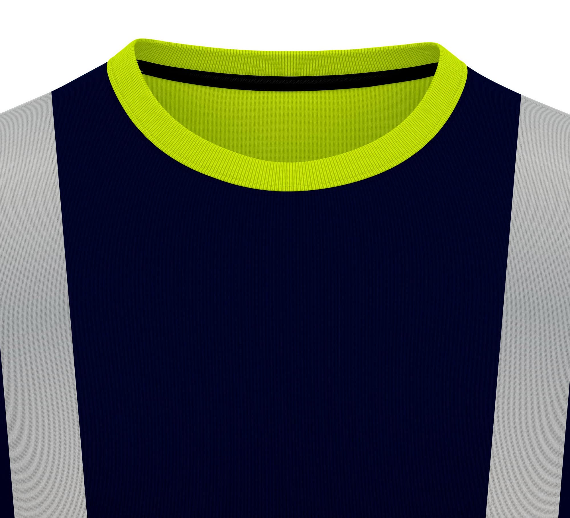 T-shirt haute visibilité à manches courtes à séchage rapide avec bande réfléchissante haute visibilité col rond sécurité travail respirant haut t-shirt bleu marine jaune