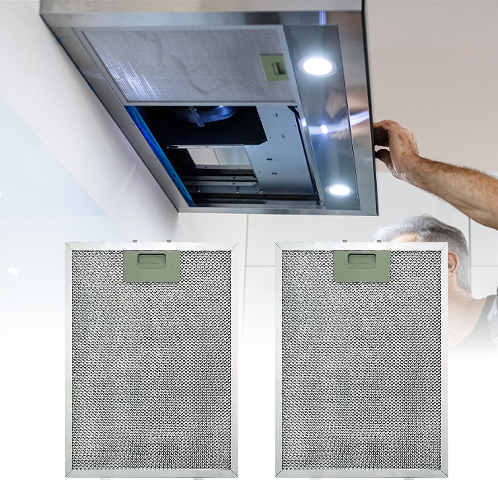 2 filtres en métal pour hottes, filtre de rechange (260 x 230 mm)