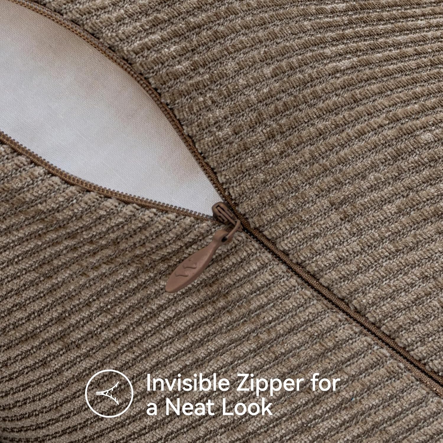 a moment Pack of 2 Decorative Chenille Throw Pillow Covers with Twill Cushion Covers for Sofa Living Room Couch Bed 12x20 Inch Dark Brown - Image 3