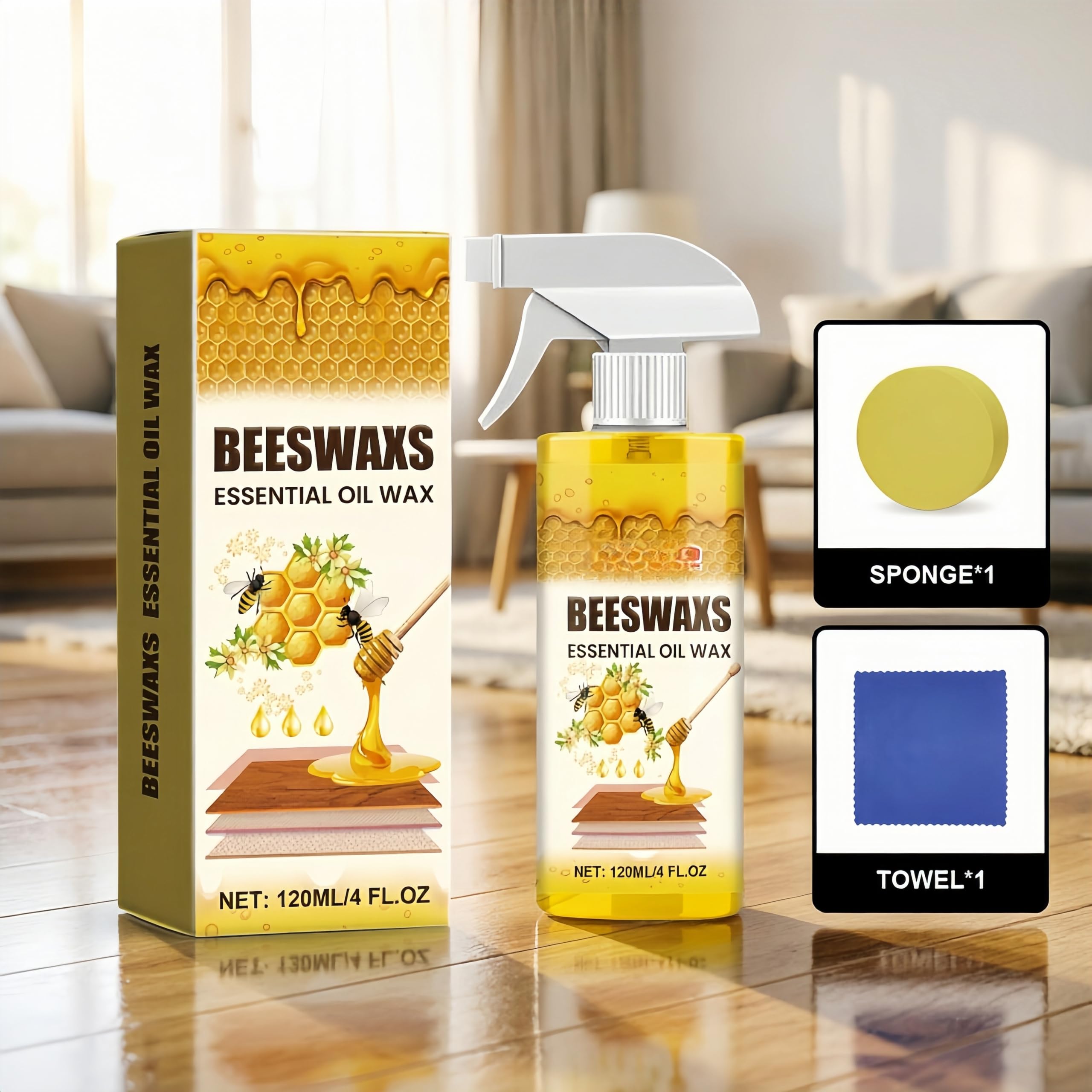 Holzpolitur-Spray, Bienenwachs-Politur für Holz (3 Stück)