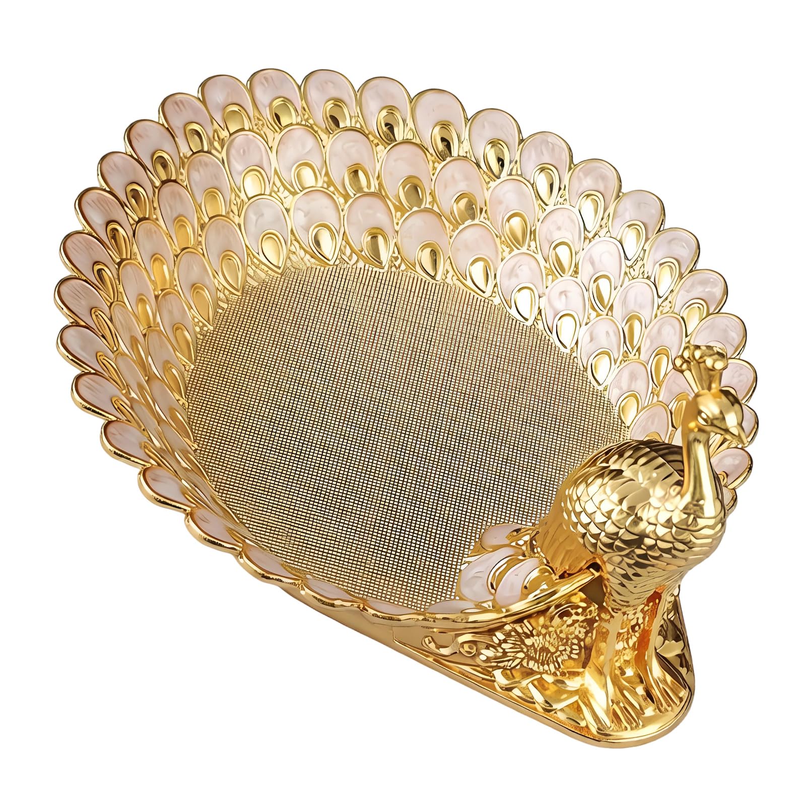Zxfdsfdbnm Peacocks Snacks Dishes Cookie Storage Bowl for Living Room Fruit Tray Zincs Alloys with Artistic Design Metal Candy Dishes