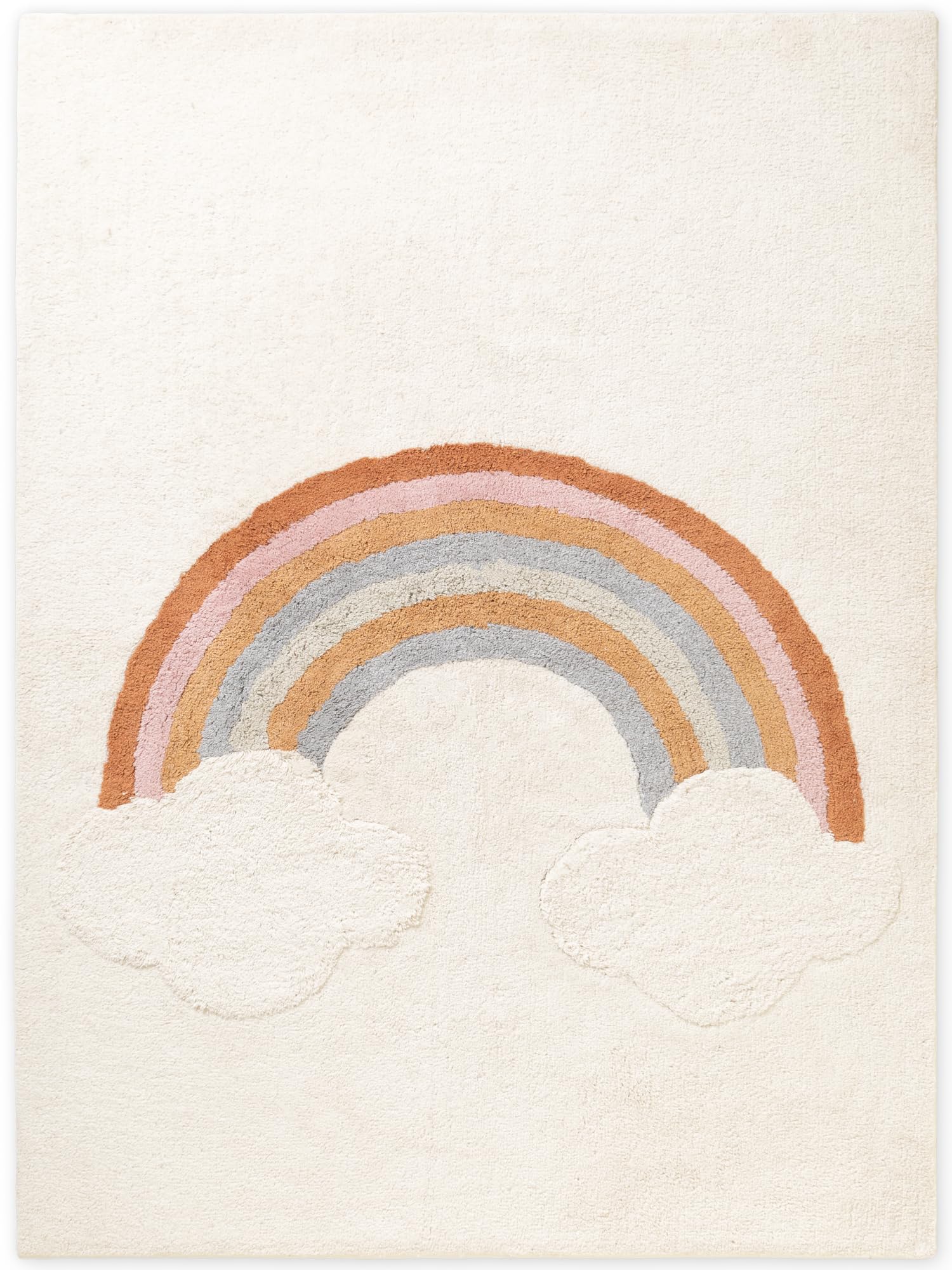 Hanse Home Kinderteppich Petite Melodie - Pflegeleichter Teppich Junge Mädchen, rutschfest&Waschbarer Formteppich Wolke Regenbogen, Kinderzimmer Weicher Spielteppich - Creme Multifarben, 140x200cm