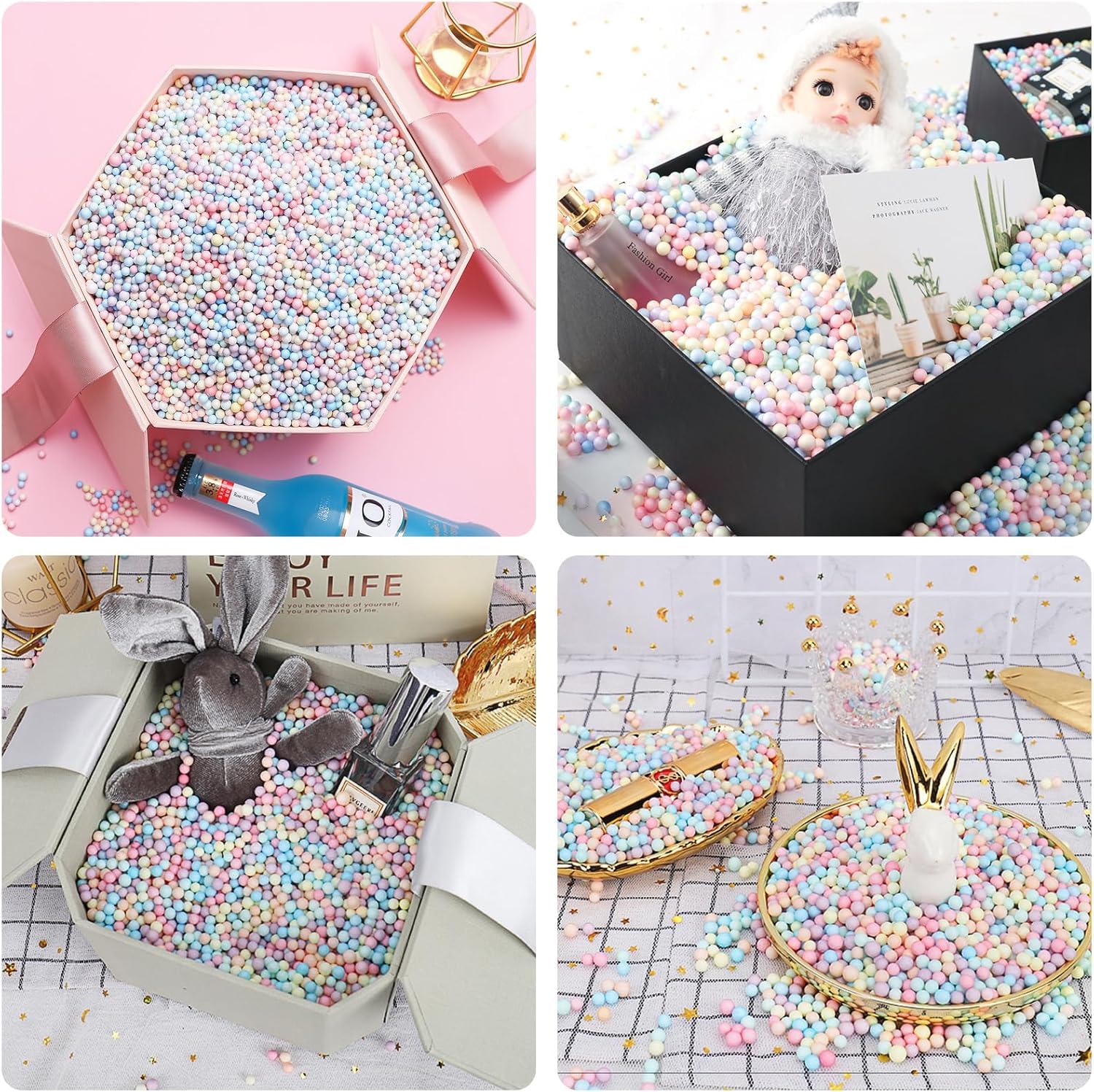 Styroporkugeln，Styroporkugel, Styropor Kugeln,Styroporkugeln Klein, Styroporperlen,2-3mm,Bunte,DIY, Handwerk,Styroporkugeln Zum Befüllen Geschenkbox,Fluffy Slime und Foam Clay