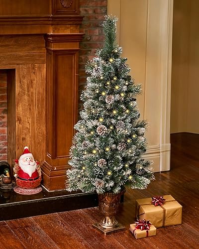 Miniatura 2 de OasisCraft Árbol de Navidad artificial de 4.5 pies, preiluminado con 500 puntas de rama250 luces, fácil montaje, bisagras de metal y base plegable