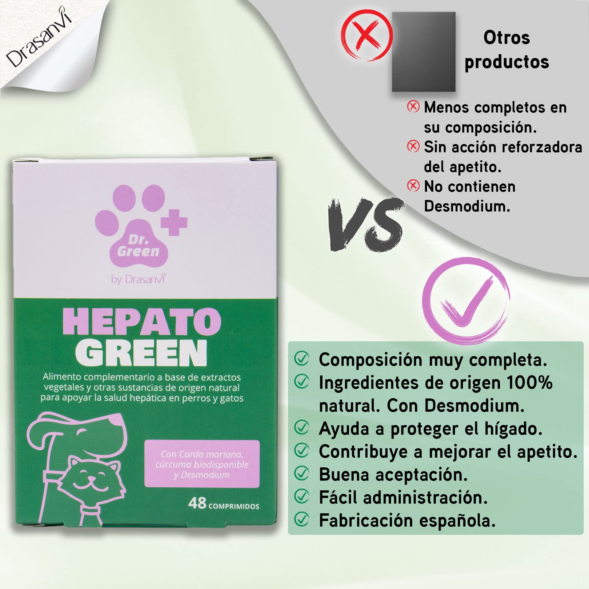 DRASANVI - DR Green HEPATOGREEN - Apoyo a la Salud hepática - SIN Gluten - 48 Comprimidos
