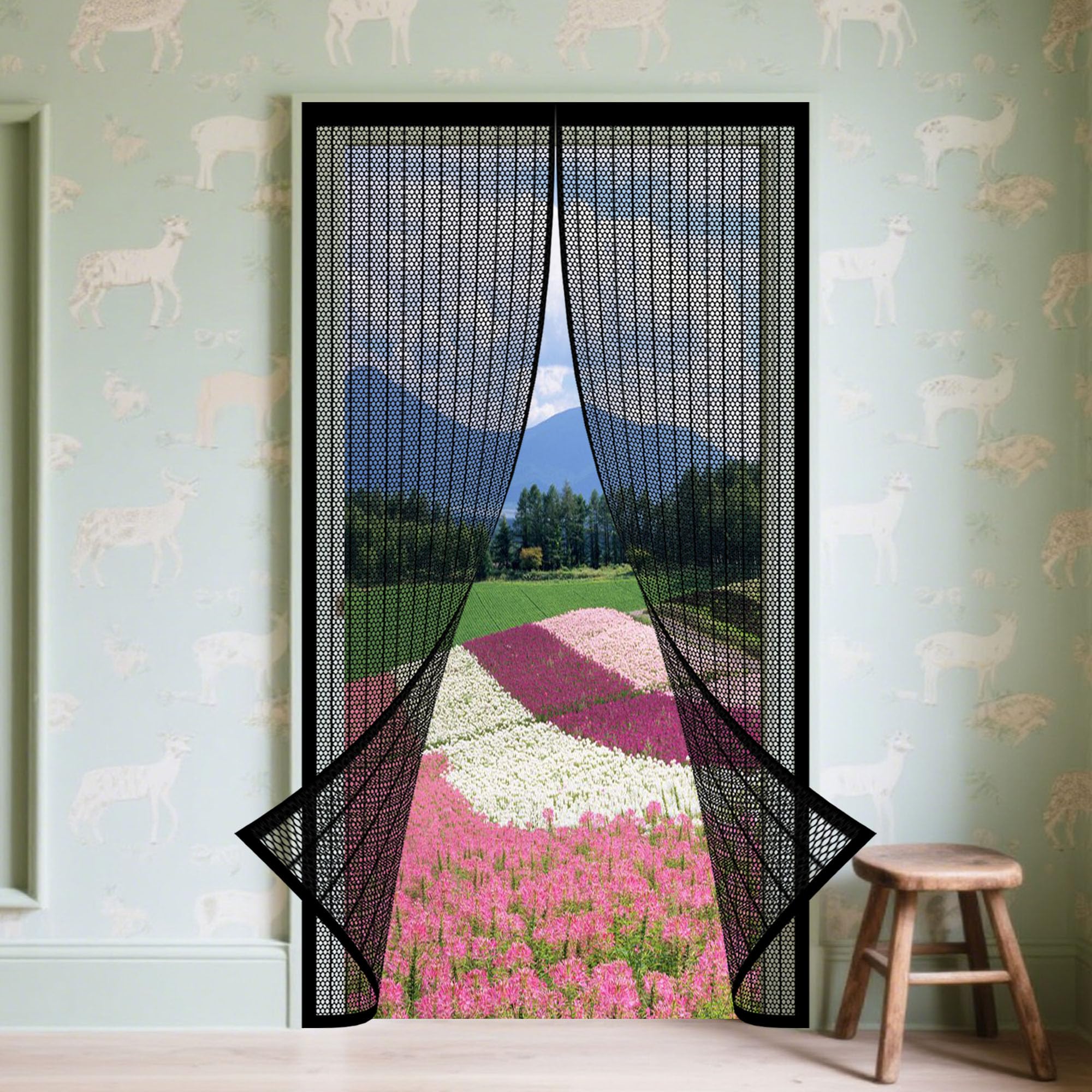 Moustiquaire porte fermeture automatique rideau anti insecte