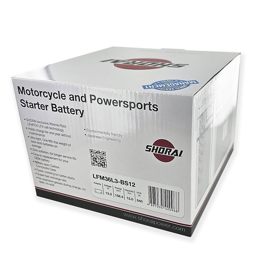 リン→ Amazon.com: Shorai LFM Lithium-iron Battery w/BMS, LFM36L3