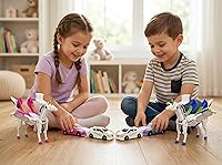 Vista 7 de Paquete de 2 juguetes de automóvil de unicornio transformador de colisión magnética, autos transformadores que chocan contra un unicornio, regalo