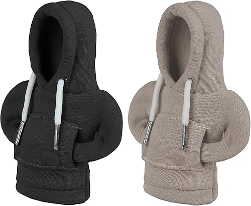2 fundas para pomo de palanca de cambios de automóvil, color negro y gris, sudadera con capucha, suéter, accesorios interiores automotrices, ajuste