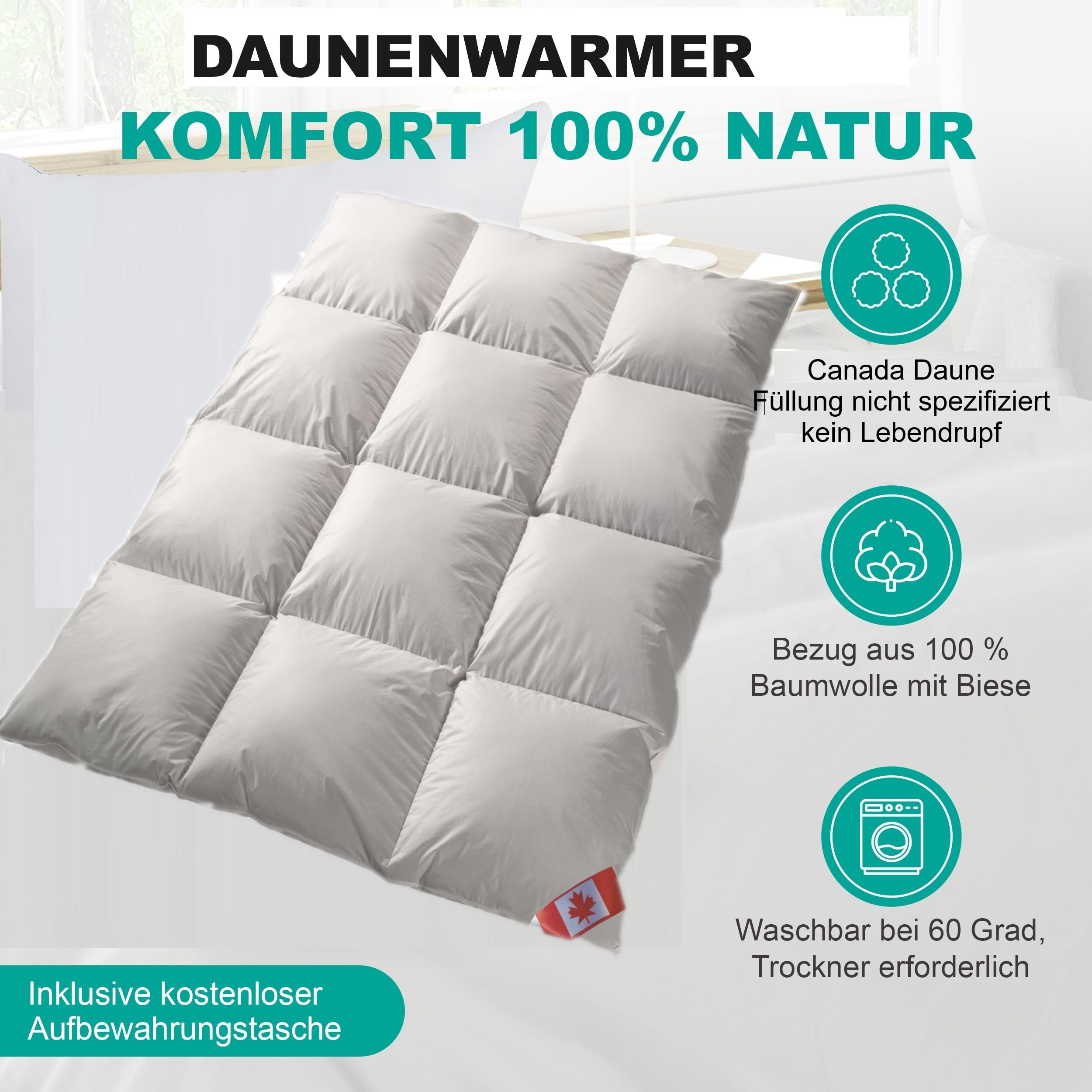 Canada Daunen extra warme Winter 8-cm Hochsteg Kassettenstegbett (135x200 cm)