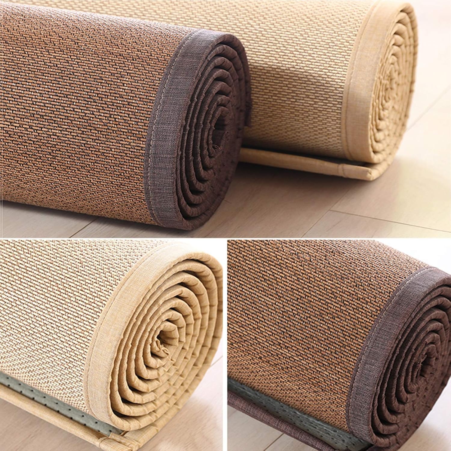 Zruyi Bambus-fußmatten, Teppichunterlage, Rutschfester Teppich, Handgefertigt Im Japanischen Stil, Für Erkerfenster, Wohnzimmer, Bambusmatte, A, 80x120cm