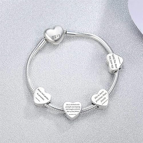 Miniatura 6 de MUERDOU Dije de corazón, pulsera cristiana con versículo bíblico para oración, fe, religiosa, regalos para mujeres