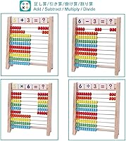 Vista 4 de Ábaco educativo para niños matemáticas – Marco de madera de 10 filas con números 1 – 100 tarjetas – Enseña a contar, sumar y resta, aprendizaje