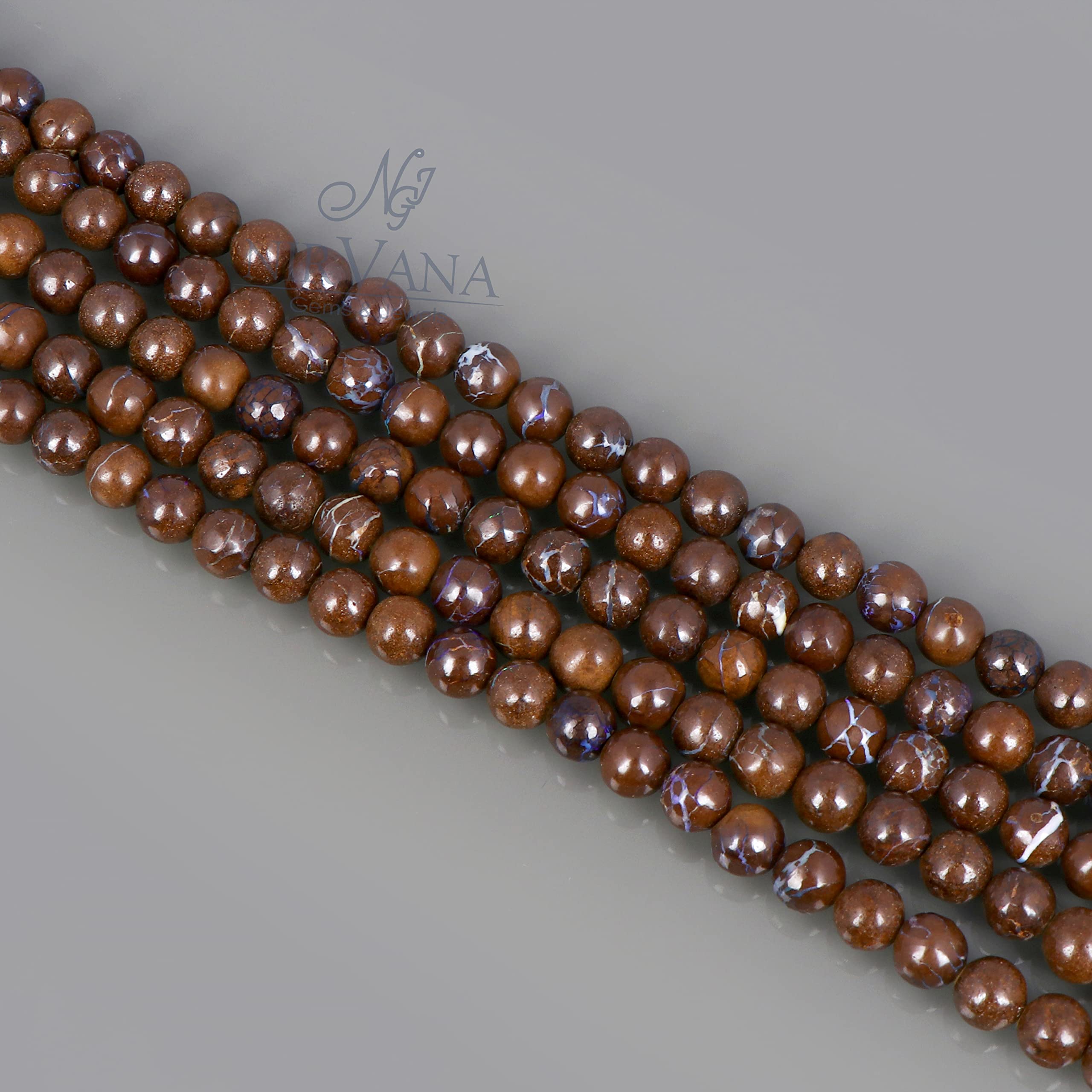 Naturalny opal kamień luźne koraliki sznur (7-7,5 mm) okrągły gładki żweleria tworzenie DIY - (39 cm) 1 sznurek na naszyjnik, bransoletka, kolczyki