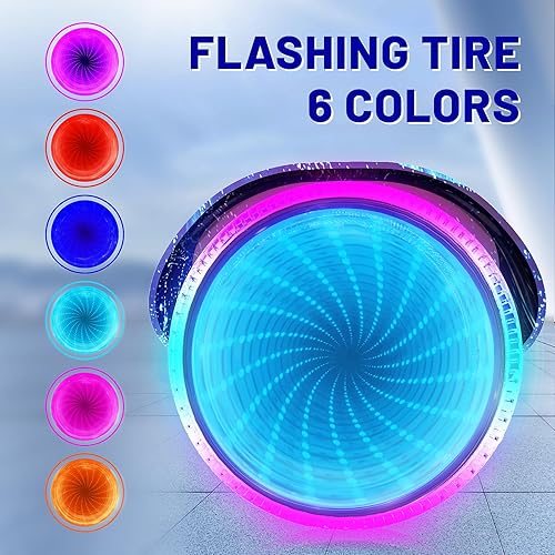 Miniatura 2 de SIMATE Scooter  Placa autoequilibrante de 6.5 pulgadas con ruedas de iluminación LED, altavoces Bluetooth y aplicación, motores duales de 250 W,