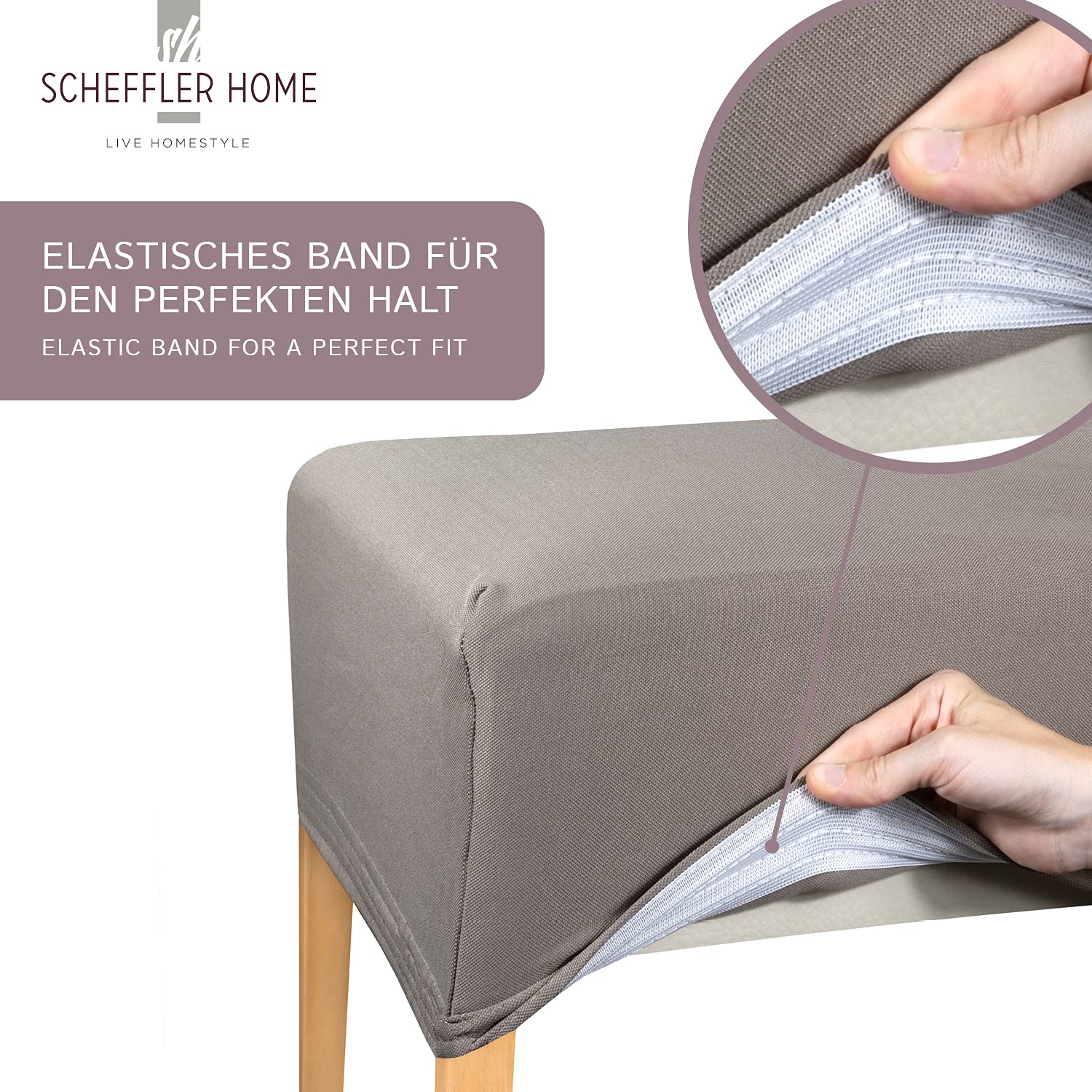 SCHEFFLER-Home Copri Sedie Marie / Set di 6 Coprisedie Elasticizzato per Sedie da Pranzo / Coprisedie Senza Schienale / Fodera Sedia Elasticizzata idrorepellente con banda elastica, Verde-Apple