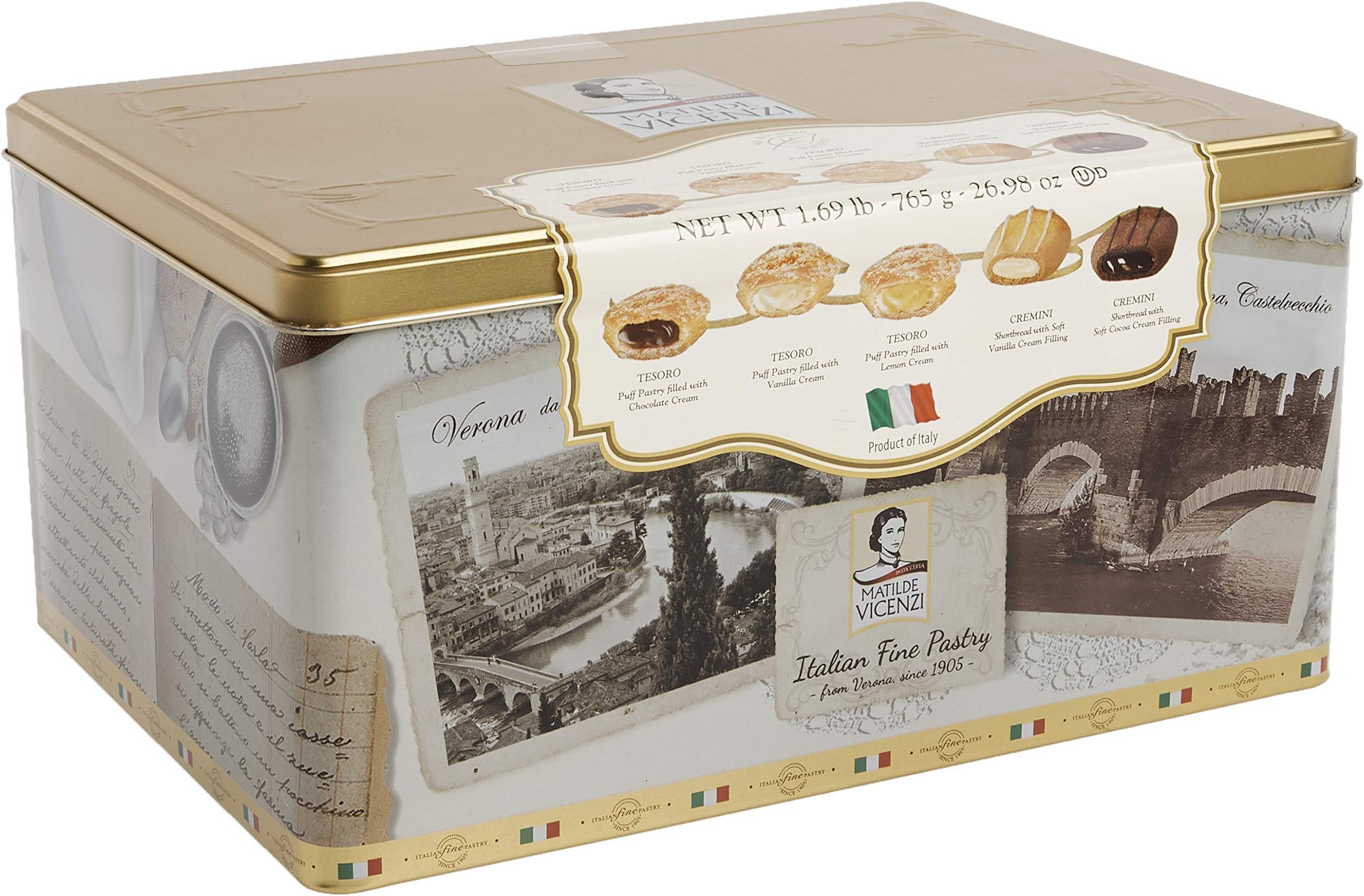Matilde Vicenzi Italian Pastry & Cookie Tin, 24.64 Ounce