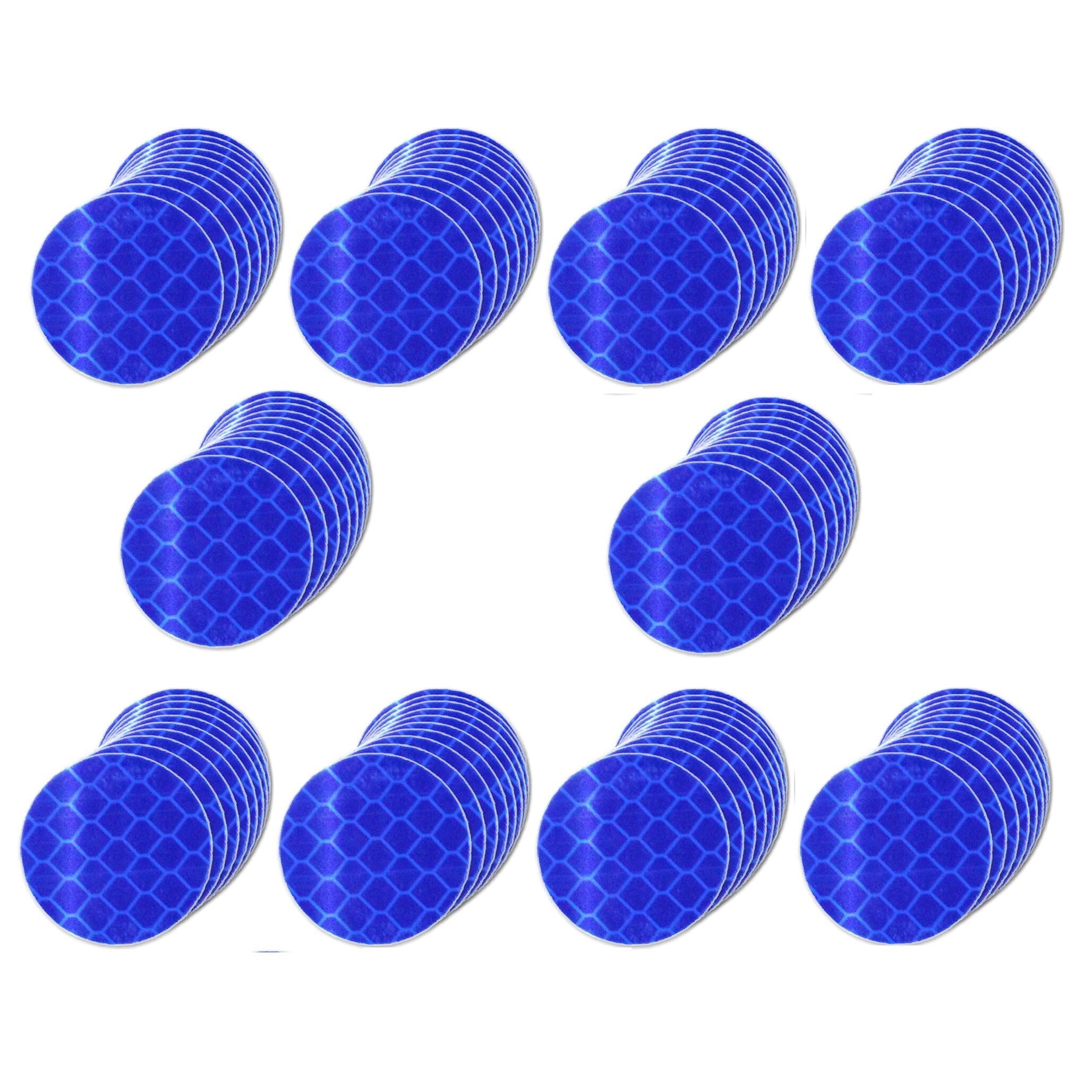 tuyrchu Non Fading Blue Reflective Stickers 1-inch Diameter Round Reflector, Outdoor Waterproof High Visibility Warning Adhesive Tape (100 Pcs)