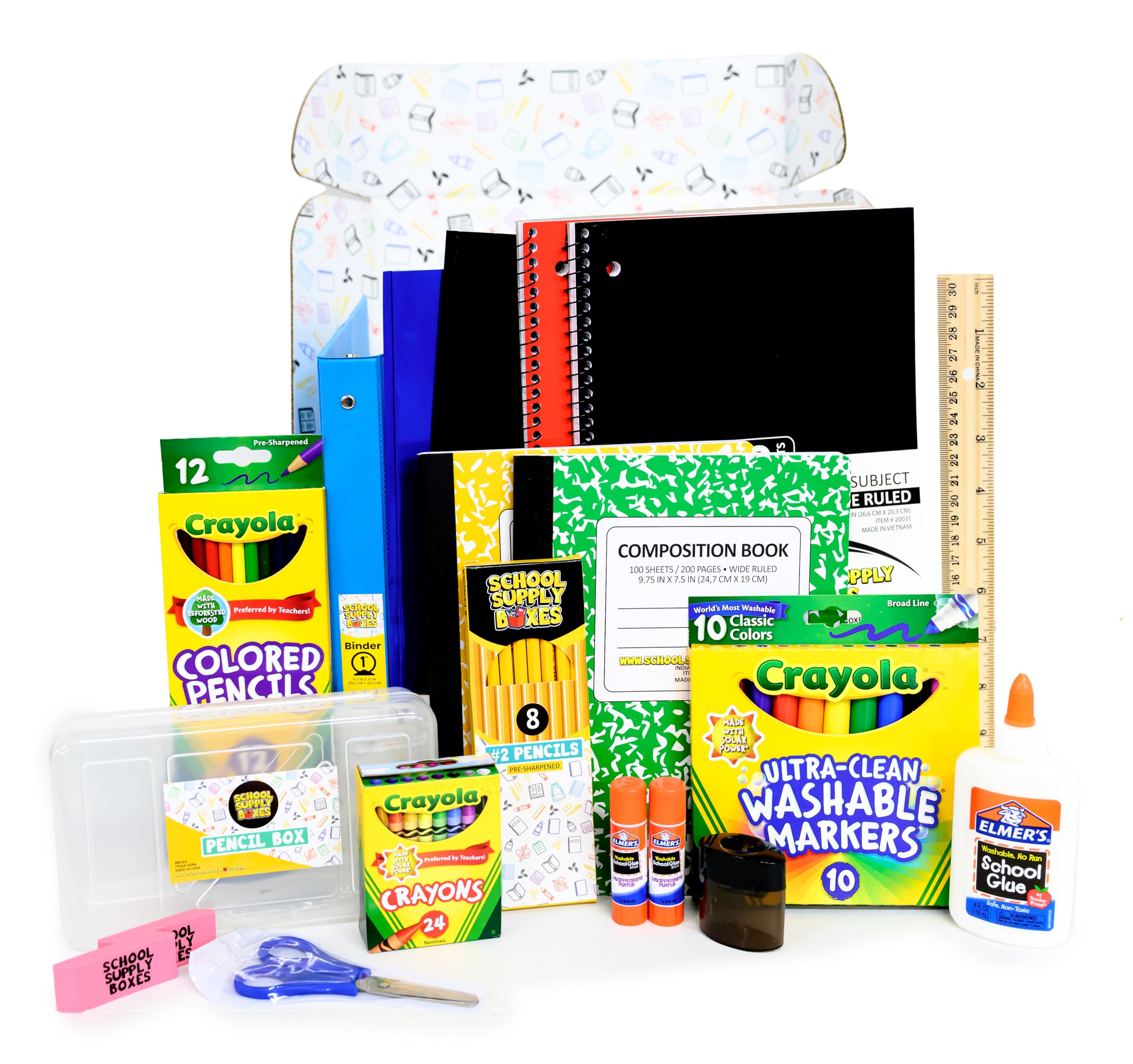 Back to School Essentials Supplies Kit Bundle for K-8 Students - 20-Piece First Day of School Must-Have Set with Notebooks, Pencils, Folders & More