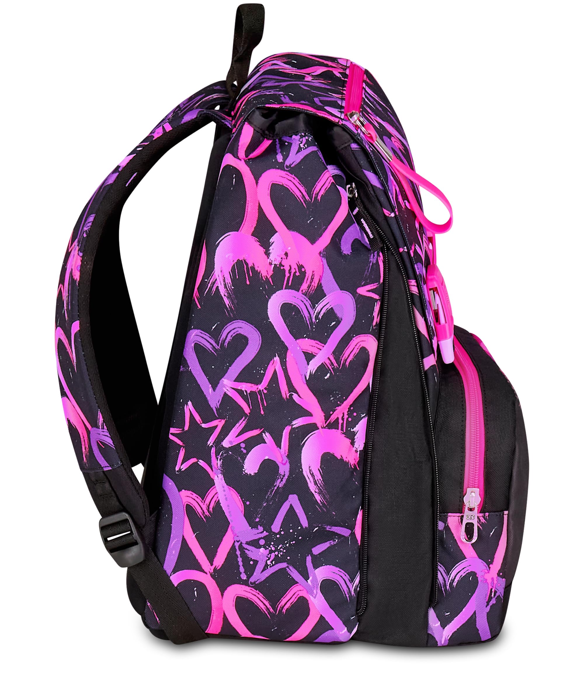 Seven Bundle Zaino Doppio Scomparto Estensibile, Rosa, Schienale Preformato, Bambina e Ragazza, Scuola + Astuccio 3 Zip, Rosa, Portapenne Triplo Scomparto Completo Di Penne, Matite, Colori