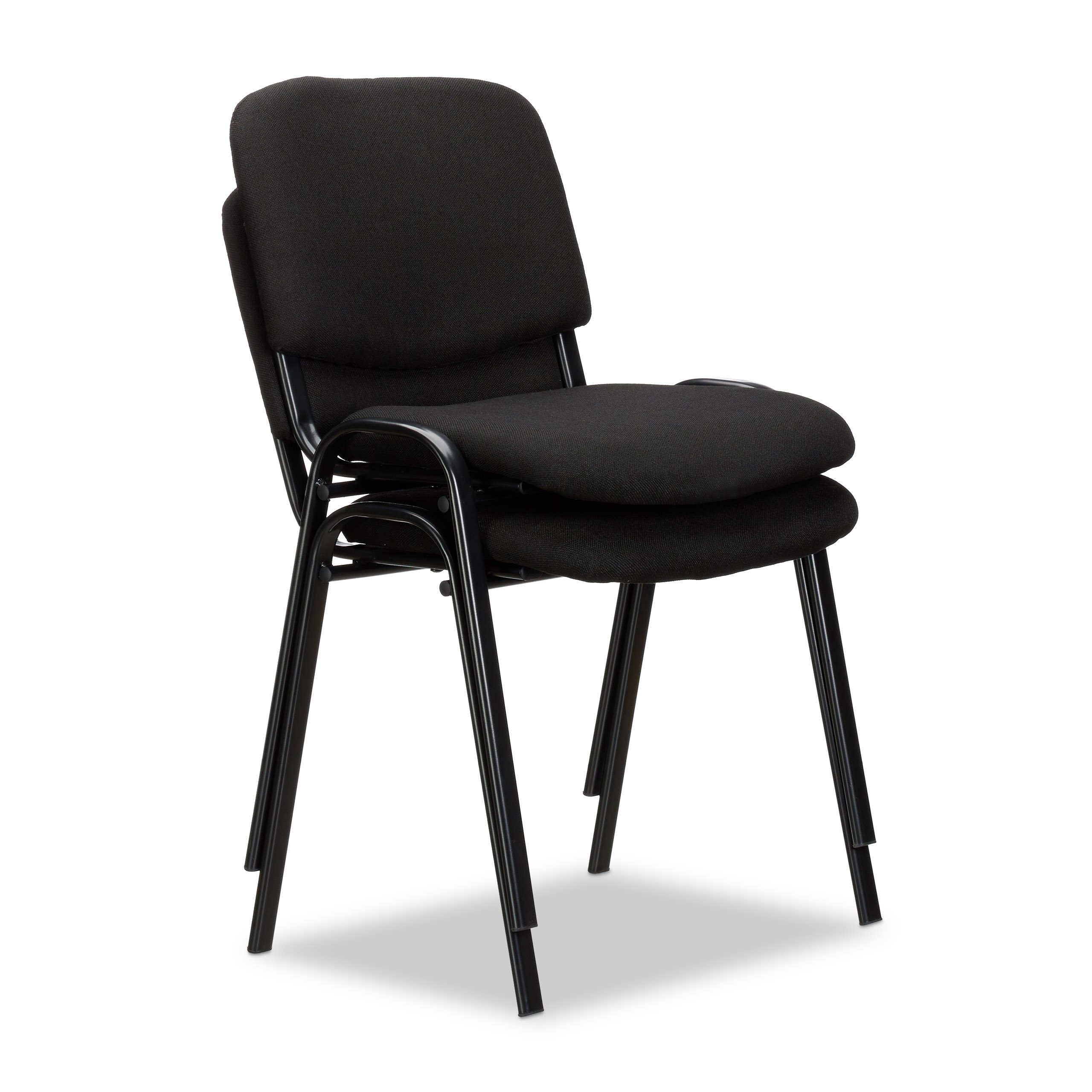 Relaxdays 10022880_46 Set di 2 Sedie Impilabili per Ospiti Poltrona Imbottita per Sala Conferenze HxLxP: 74 x 54 x 49 cm Nero
