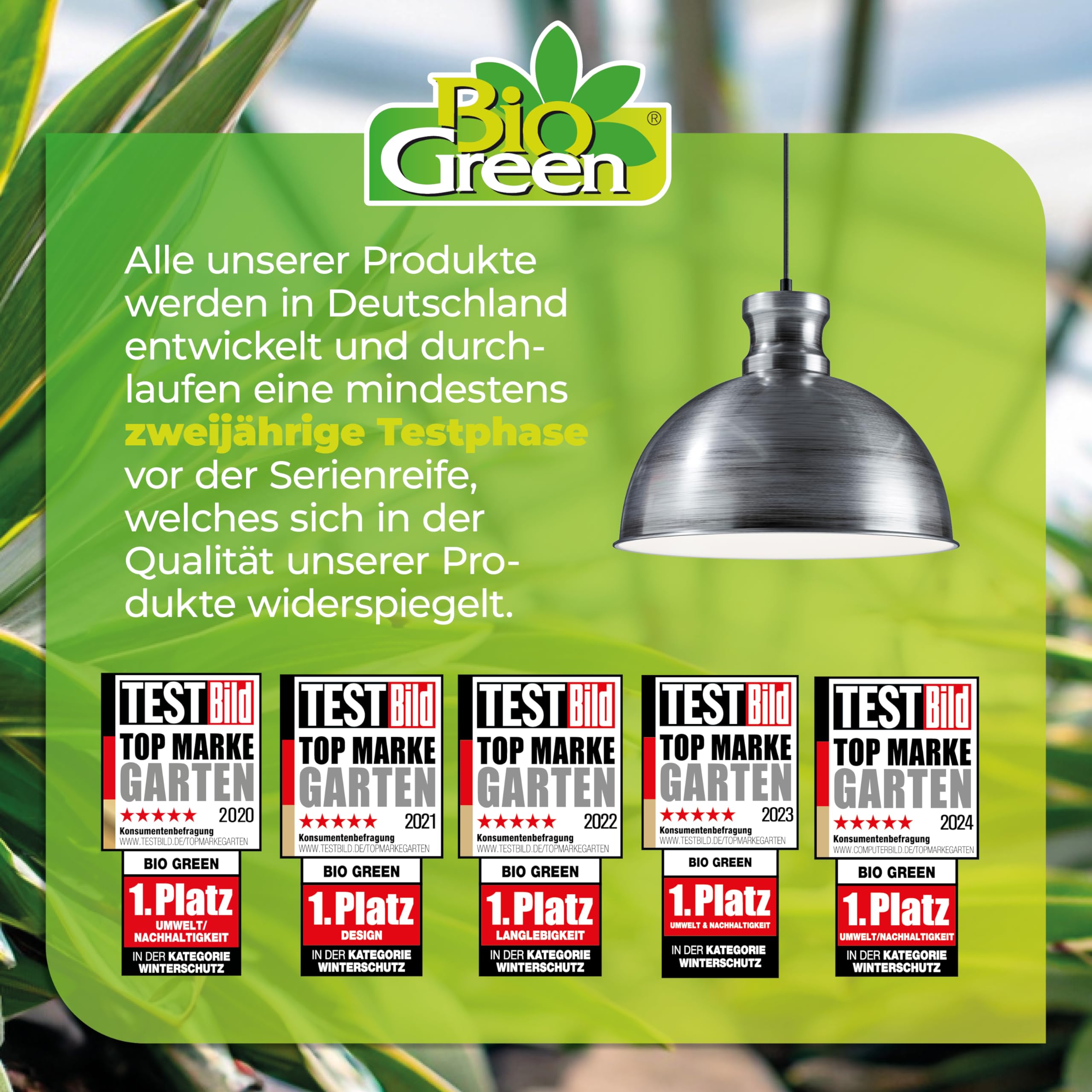 Bio Green Pflanzenleuchte FLORABOOSTER 500 - Zink | LED Vollspektrum | Maximales Wachstum | Gewächshauslampe | Grow Light für Gemüse- & Zimmerpflanzen