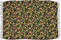 Canga de Praia Tropical, Estampa Frutas, Viscose com Franjas, Saída de Praia Verão