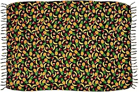 Canga de Praia Tropical, Estampa Frutas, Viscose com Franjas, Saída de Praia Verão