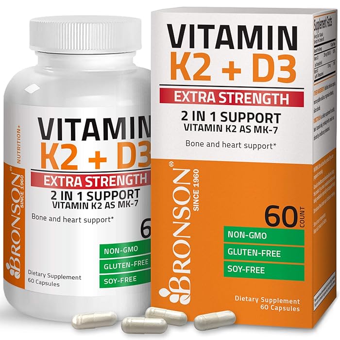 Buy Bronson Vitamin K2 (MK7) with D3 Extra Strength Supplement Bone and