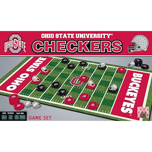 MasterPieces Family Game - NCAA Ohio State Buckeyes Checkers - Officially Licensed Board Game for Kids & Adults 13" x 21"