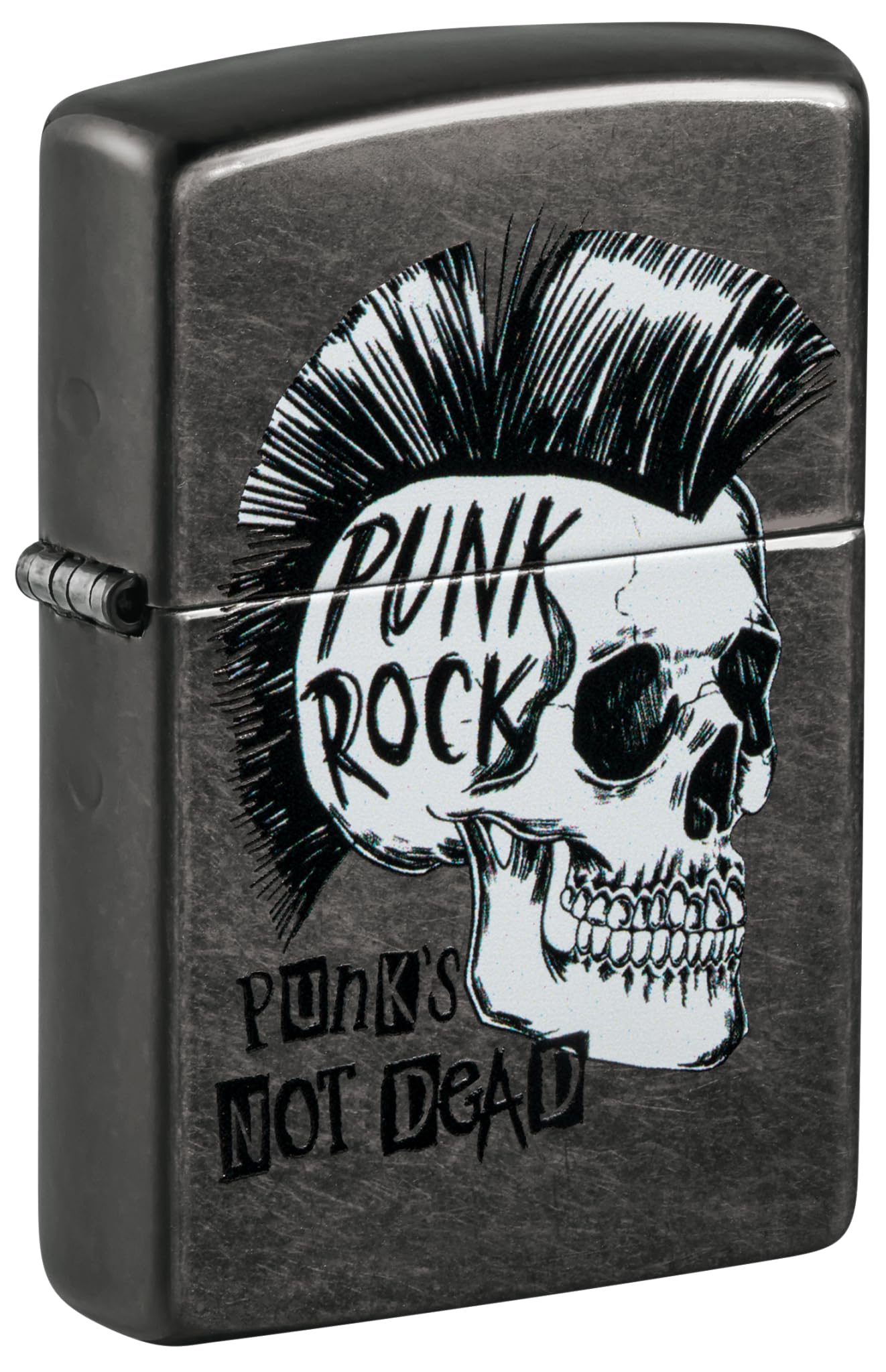 Zippo Windproof Lighter - Punk Rock Skull, Grey Dusk, Colour Image - Refillable - Reusable - Windproof Design - Gift Box - Made in USA