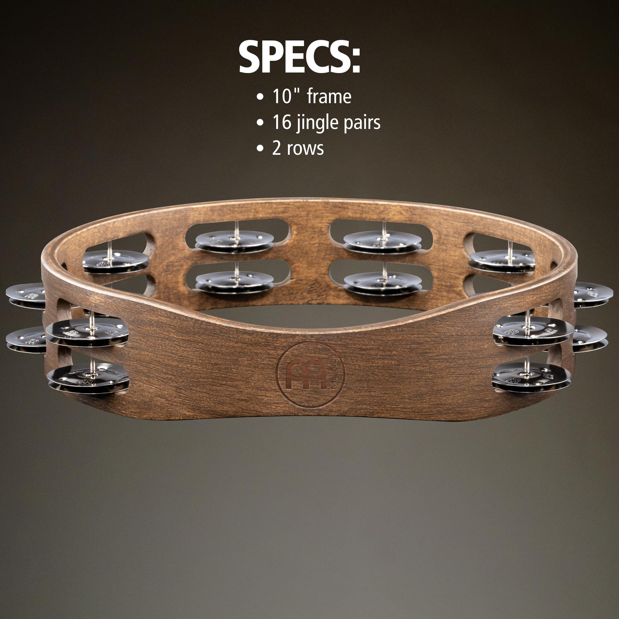 Meinl Percussion TA2WB drewniany ambourynka z obejmami ze stali nierdzewnej (2-rzędowy, średnica 25,4 cm, kolor brązowy