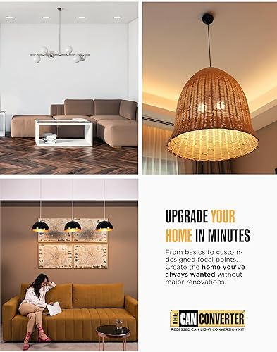 Miniatura 42 de The Can Converter - R56: Kit de conversión de luz empotrada para lámpara de techo, luces colgantes y colgantes, ventilador de techo - Incluye Latón