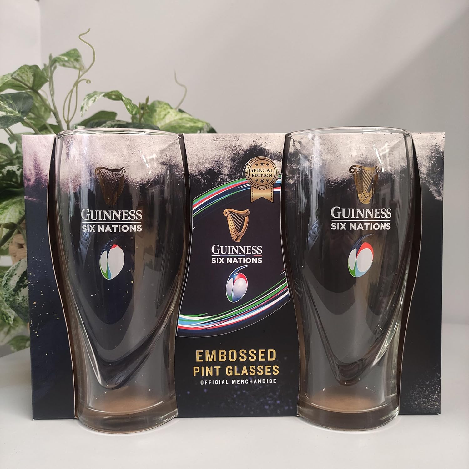 Embossed Pint Glas Guinness Embossed Pint Bierglazen Set Van 4 - Officiële Merchandise | Perfect Voor Bierliefhebbers Bier Proeverij Glazen