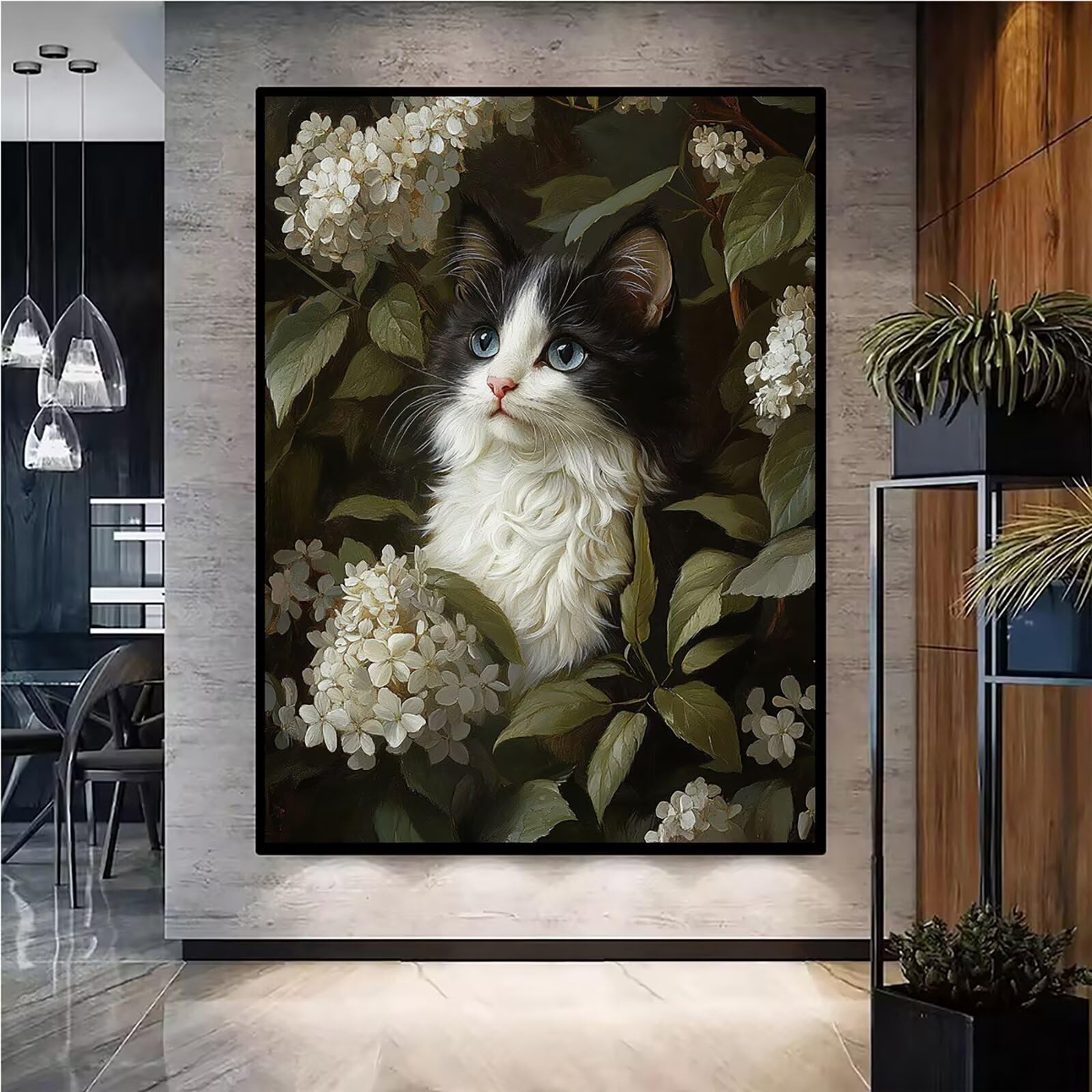 Diamond Painting Kit Completo, Diamond Painting Gatto, 5D Quadrato Pittura Diamante Kit Manualidades Adultos DIY Diamantini Crystal Art Disegni Ricamo Punto Croce Artigianale, 60x90cm Animale j0-624