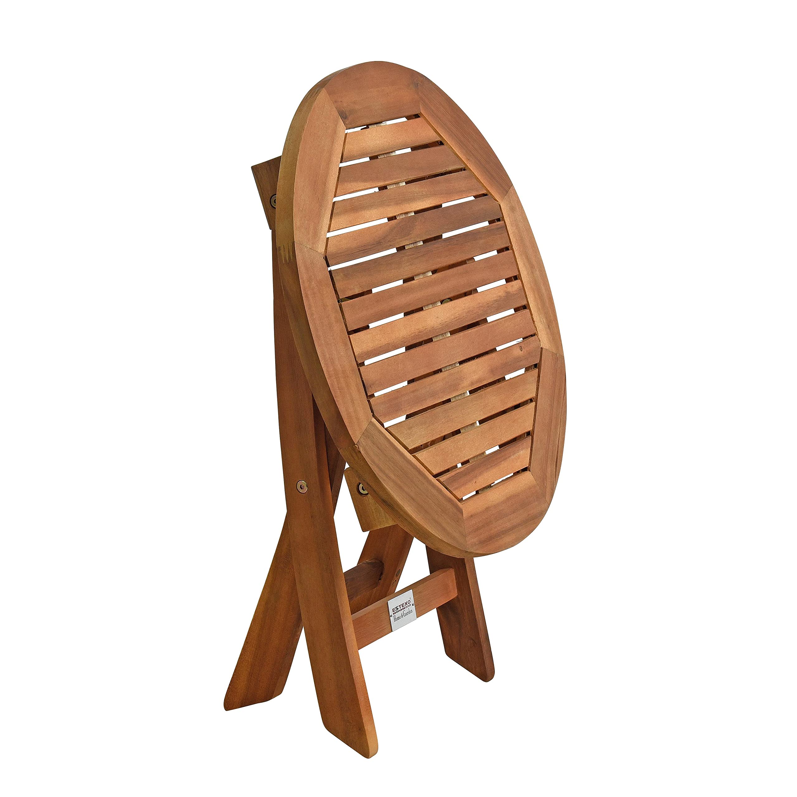 ESTEXO Gartentisch Balkontisch Beistelltisch 48 cm Rund Akazienholz Klapptisch Tisch Holztisch