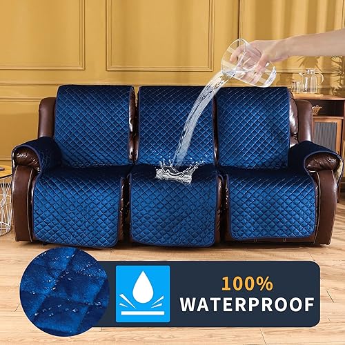 Miniatura 2 de LUFEIJIASHI Fundas antideslizantes para sofá reclinable de 3 plazas, fundas impermeables para sofá reclinable de 3 plazas, fundas de terciopelo para