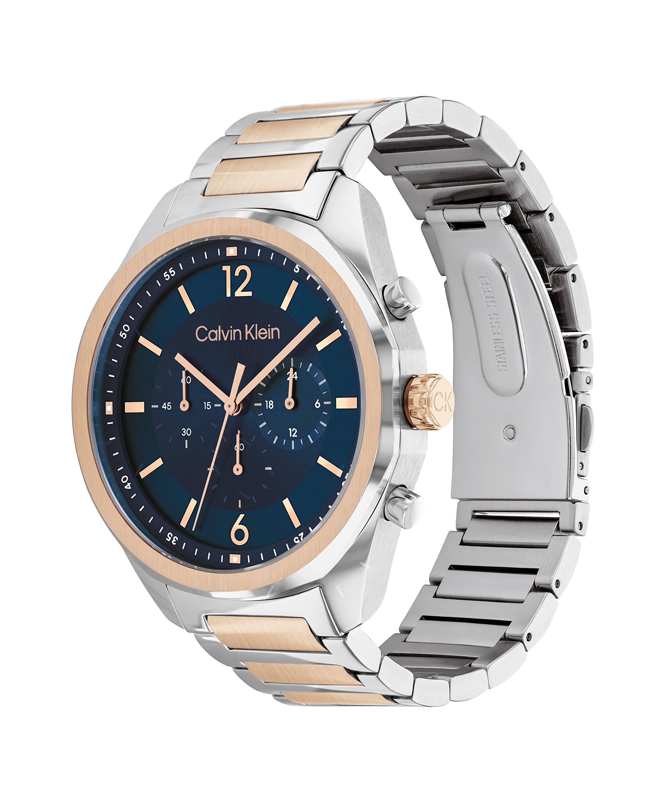Calvin Klein Reloj Cronógrafo de Cuarzo para Hombre Colección CK Force con Correa de Acero Inoxidable