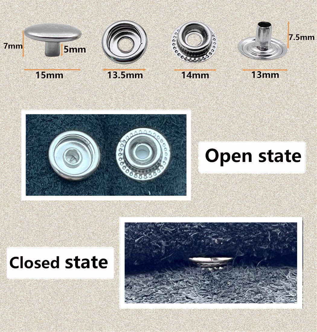 Kit De Boutons-pression En Cuir En Laiton De Qualité Supérieure, Boutons- Pression En Métal De 15mm, Boutons-pression Pour Vêtements, 12 Ensembles