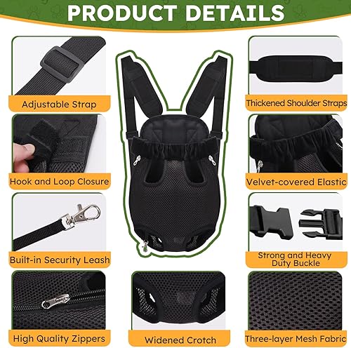 Miniatura 2 de Mochila transportadora de mascotas, manos libres ajustables con patas delanteras para perros y mochila de fácil ajuste para perros para senderismo,