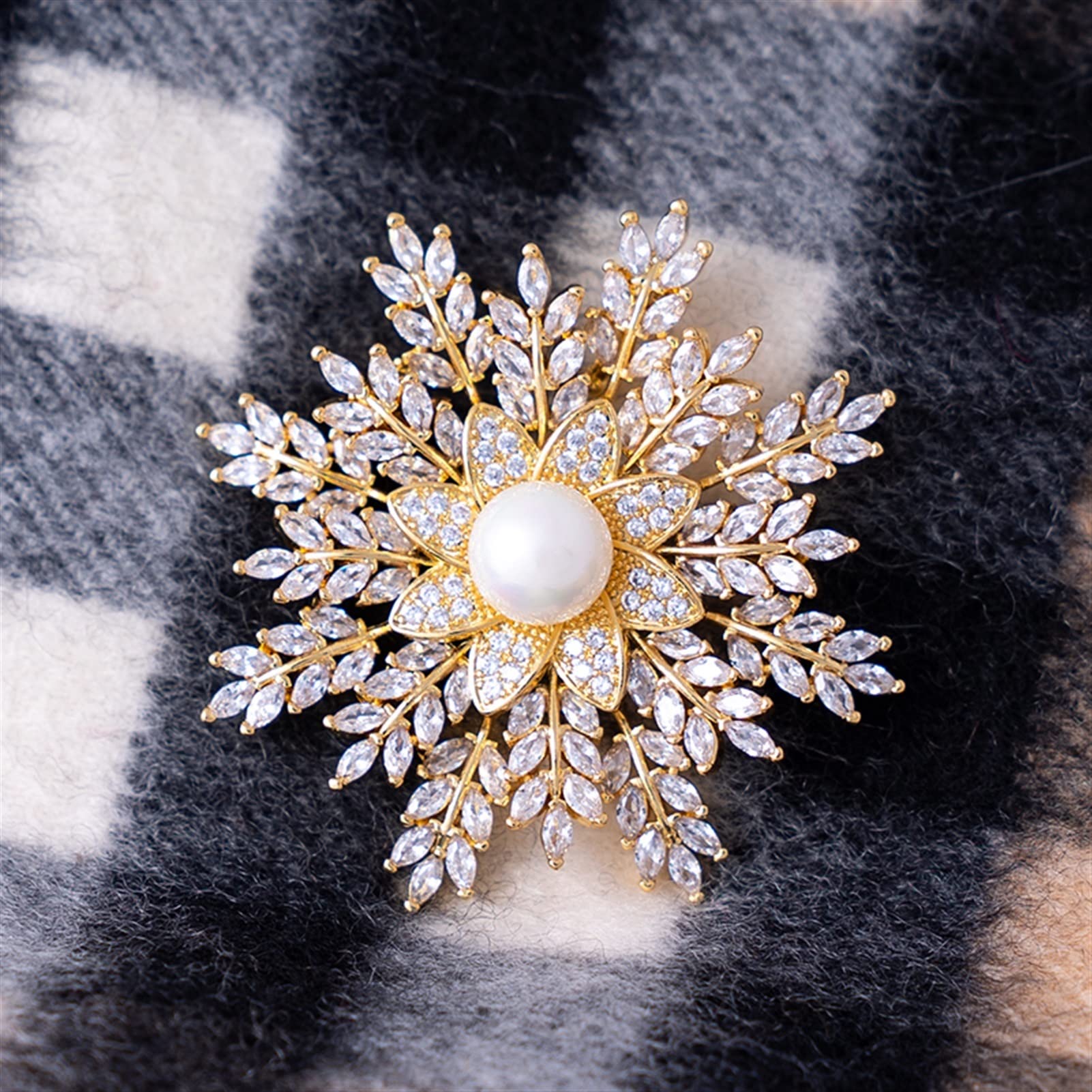 1 pièce Broche épingle flocon de neige strass de Noël