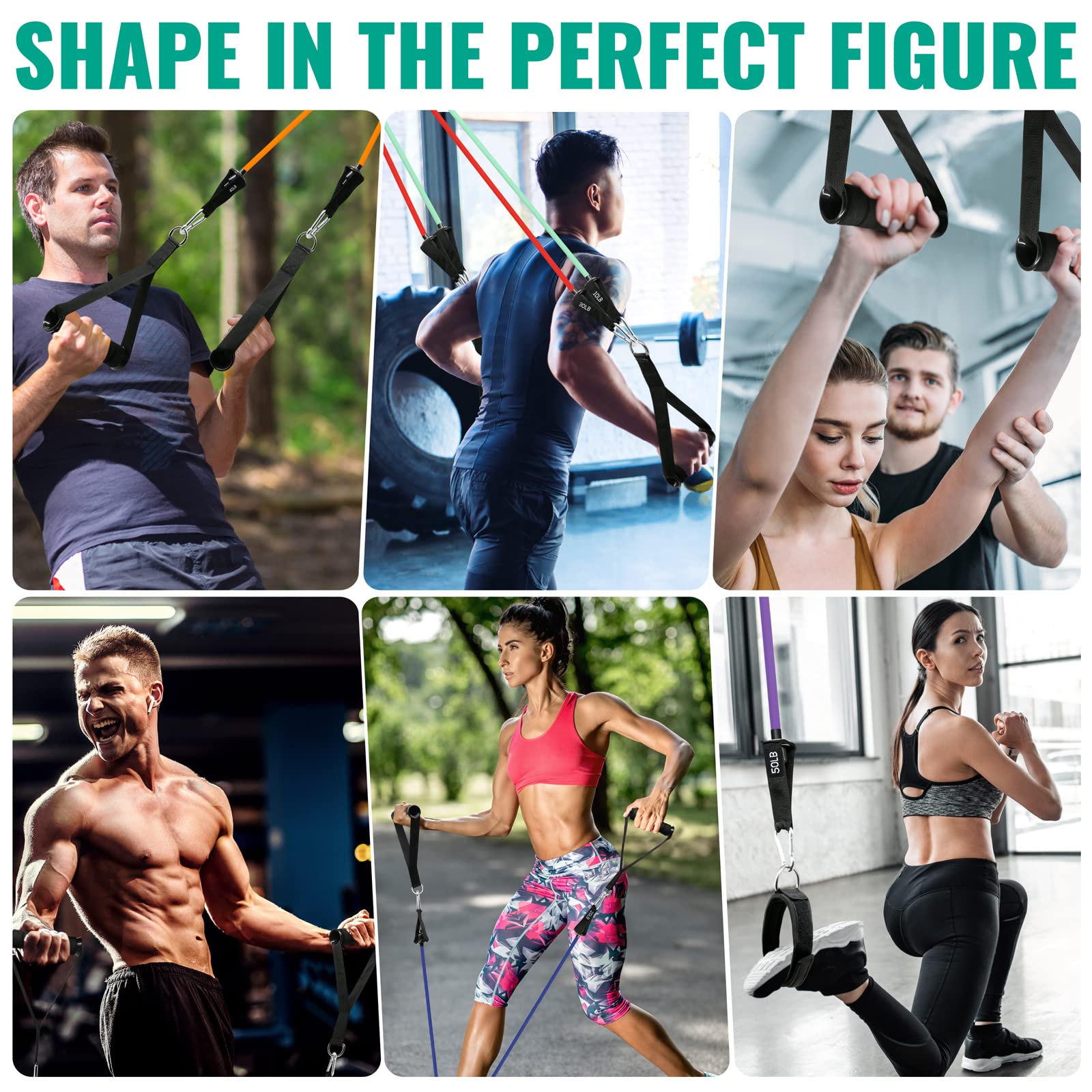 Aihoye Taśmy oporowe do ćwiczeń, zestaw taśm oporowych, opaski fitness, taśmy stretchowe do ćwiczeń, taśmy oporowe, do drzwi, do ćwiczeń