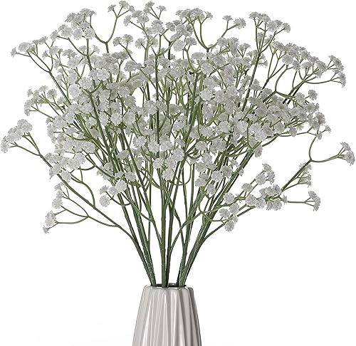 XIUER 10 piezas de aliento de bebégypsophila plantas artificiales de seda falsas decoración de fiesta de boda flores de tacto real DIY hogar jardín
