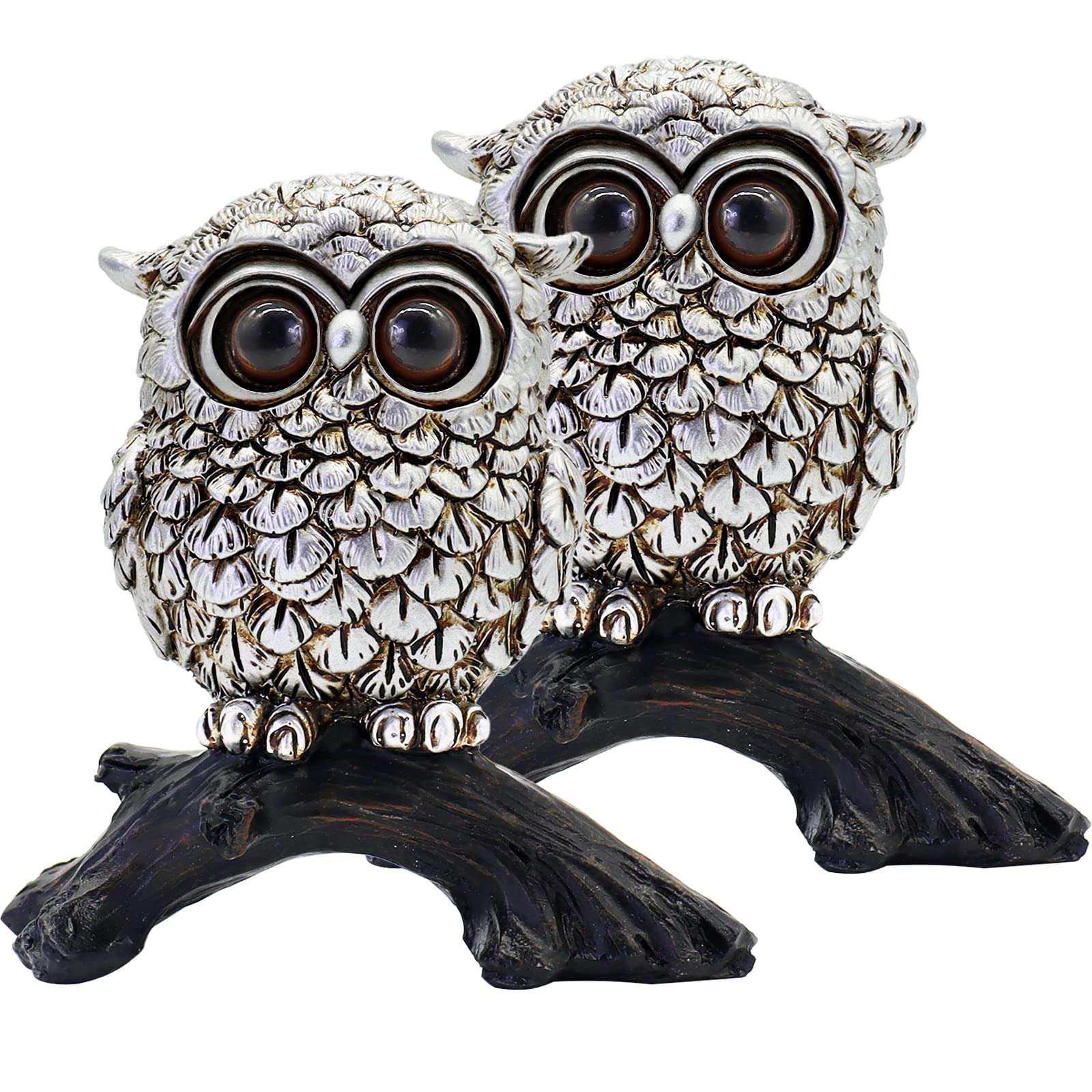 Owl Statue for Modern Home Decor Accents Living Room, Bedroom Figurines,TV Stand Resin Decorations,Kitchen for Shelf,Office Desktop,Book Shelves,Unique for Animal Lovers(2 PCS)