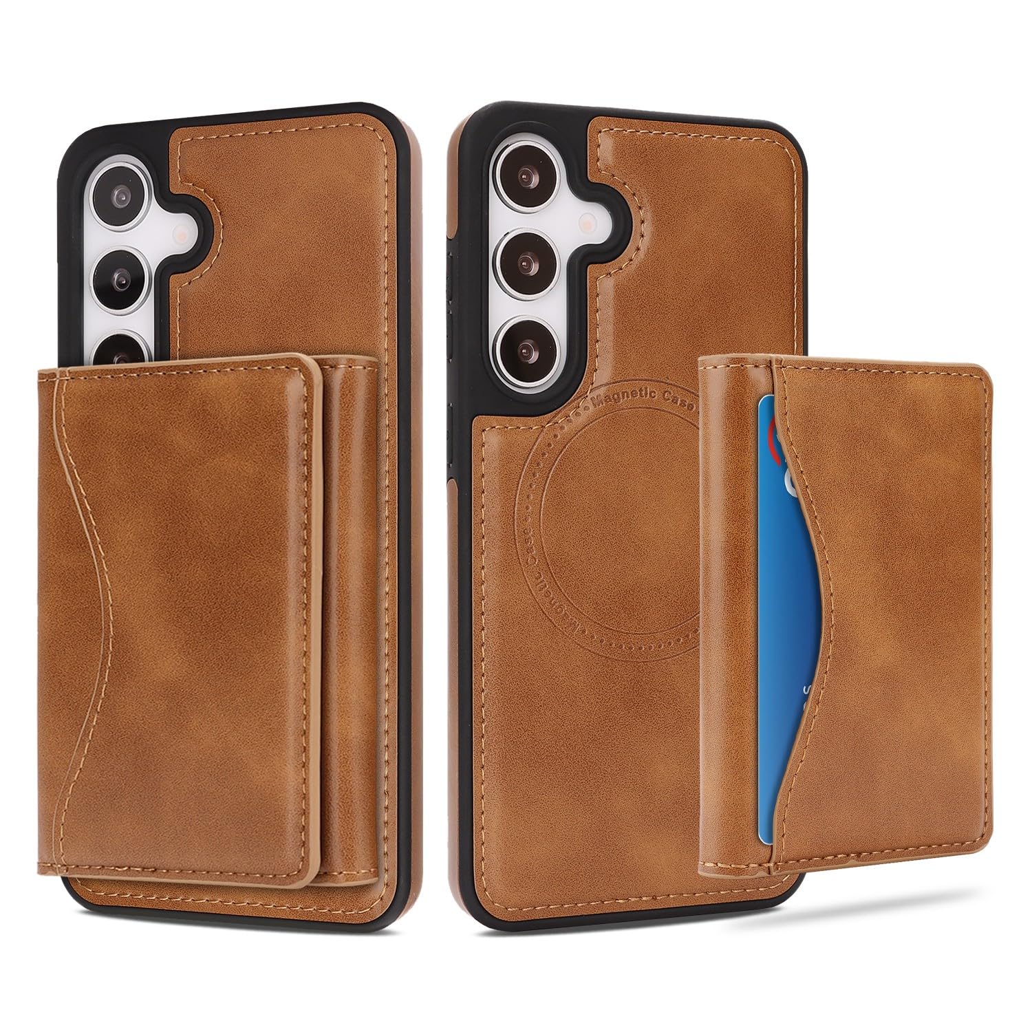 Coque Samsung Galaxy S25 Plus cuir marron détachable pour vos déplacements