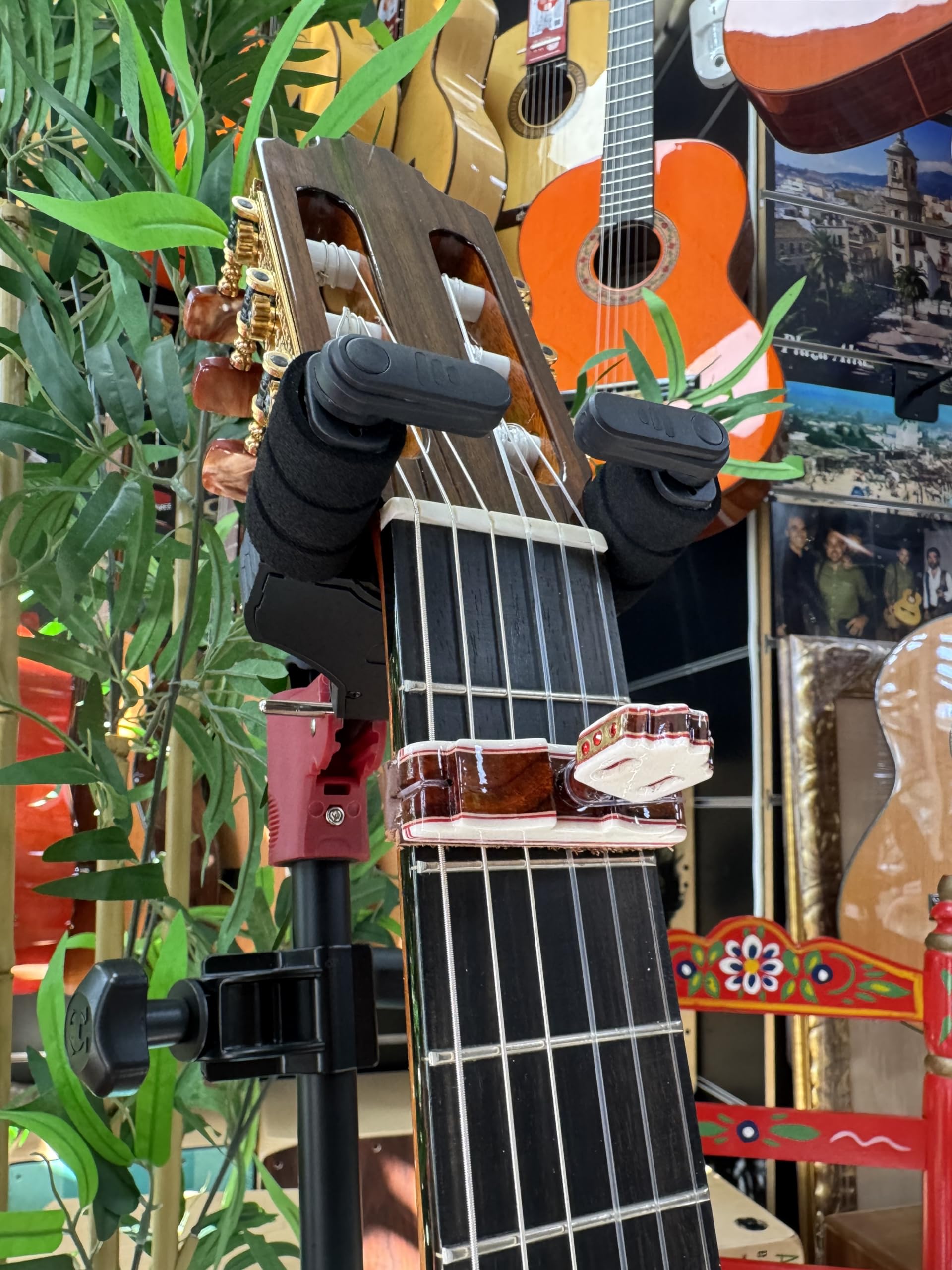 Cejilla Artesanal para Guitarra Flamenca y Clásica - Algeciras Clavija Deluxe – de Hueso Natural y Cocobolo, Artesana Premium con Diseño Tipo Pala